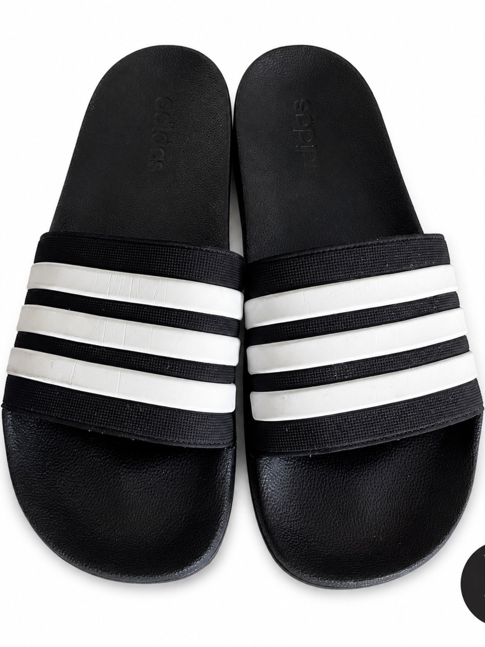 Adidas Adilette Comfort Black White 3-Stripe Slide Sandals Men’s